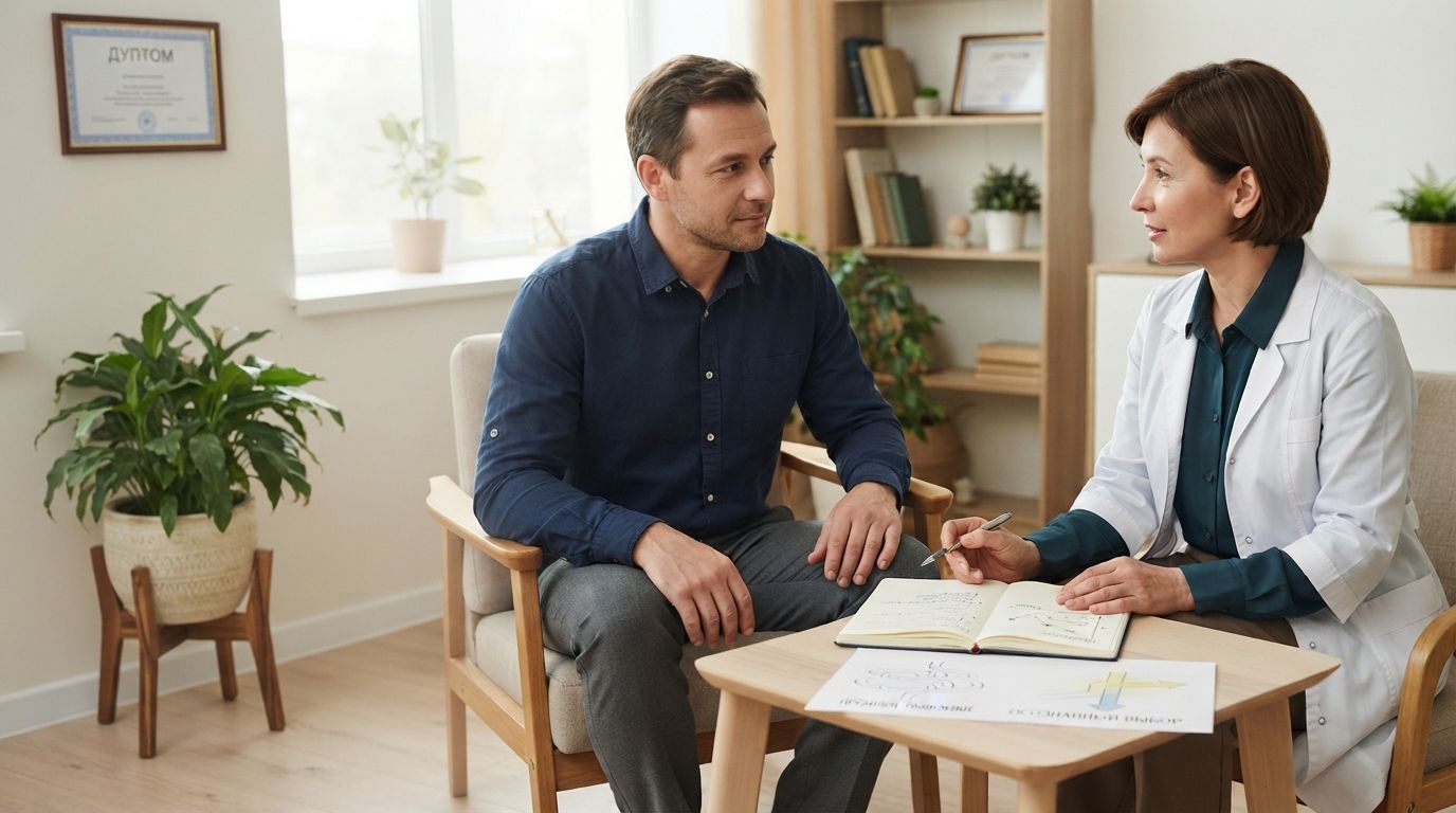 Тройное кодирование от алкоголизма врач беседует с пациентом